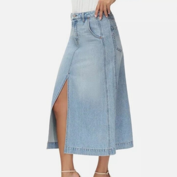 Frye Front-Slit Seamed Denim Maxi Skirt - Picture 4 of 8